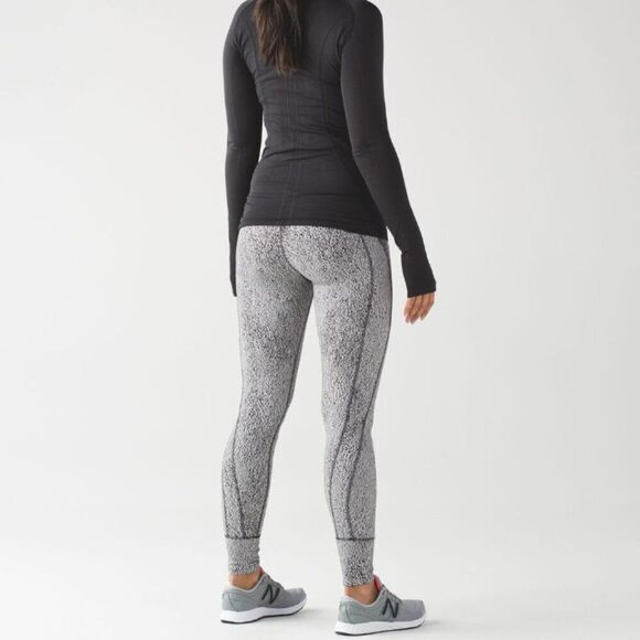 lululemon athletica Pants - Lululemon Rush Hour Tight Running Luon Spray Jacquard White Black Legging Pants